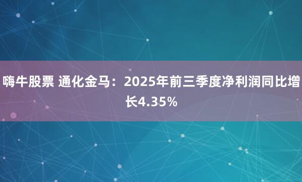 嗨牛股票 通化金马：2025年前三季度净利润同比增长4.35%